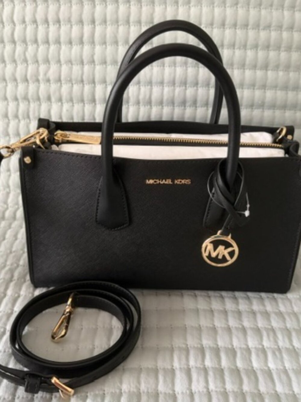 Michael Kors MAPLE Small Black Satchel Crossbody Leather Handbag - NWT